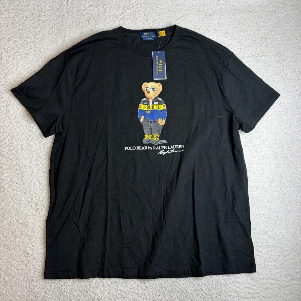 NEW Polo Ralph Lauren Mens Polo Bear Racing Graphic T-Shirt Black XL